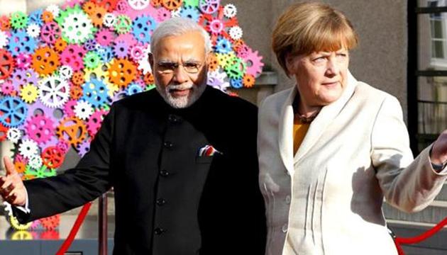 German Chancellor Angela Merkel will arrive in India with a delegation of 12 ministries and hold discussions on various bilateral topics with Prime Minister Narendra Modi. (Reuters Photo) German Chancellor Angela Merkel will arrive in India with a delegation of 12 ministries and hold discussions on various bilateral topics with Prime Minister Narendra Modi. (Reuters Photo)