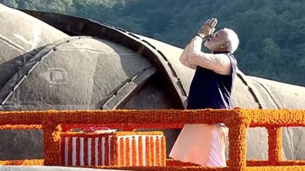 PM Modi at the Statue of Unity, Kevadia, Gujarat, October 31, 2019. (Photo: BJP4India/ Twitter) PM Modi at the Statue of Unity, Kevadia, Gujarat, October 31, 2019. (Photo: BJP4India/ Twitter)