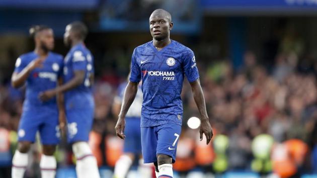 Chelsea's N'Golo Kante walks off the pitch at the end of the EPL match between Chelsea and Liverpool.(AP)
