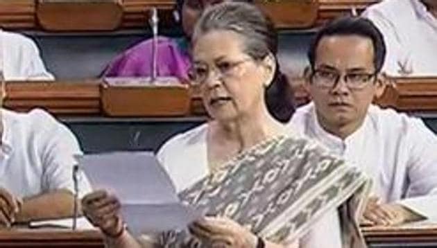 Sonia Gandhi on Thursday accused the Modi government of diluting the powers of the Information Commissioners through amendments to the RTI Act(PTI)
