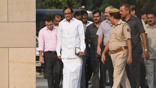 Former Union finance minister P. Chidambaram arrives at Rouse Avenue Court in New Delhi. (Sanchit Khanna/ Hindustan Times) Former Union finance minister P. Chidambaram arrives at Rouse Avenue Court in New Delhi. (Sanchit Khanna/ Hindustan Times)