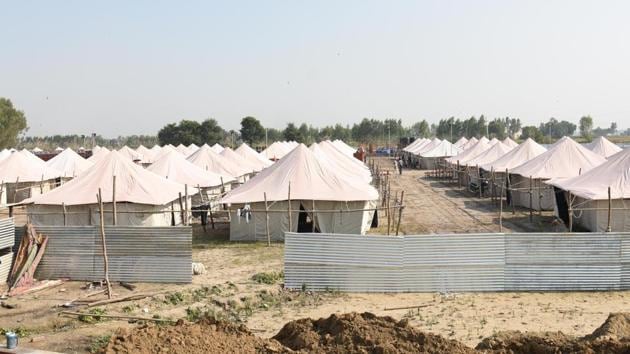 A view of the Tent city at Dera Baba Nanak in district Gurdaspur on Wednesday. October 30, 2019.(Sameer Sehgal / HT Photo)