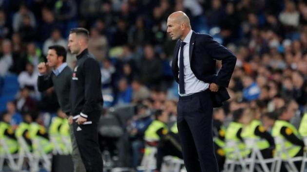 Real Madrid coach Zinedine Zidane against Leganes in La Liga.(REUTERS)