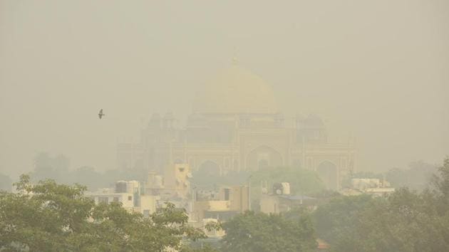 A view of Humayun’s Tomb engulfed in dense smog. In four of 38 monitoring stations, the AQI readings topped out at 500 — the highest level that can be recorded. It was on November 9, 2017, when the AQI last crossed the level seen on Friday, having settled then at 486. (Amal KS / HT Photo) A view of Humayun’s Tomb engulfed in dense smog. In four of 38 monitoring stations, the AQI readings topped out at 500 — the highest level that can be recorded. It was on November 9, 2017, when the AQI last crossed the level seen on Friday, having settled then at 486. (Amal KS / HT Photo)