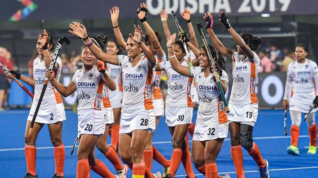 Indian Women's Hockey team celebrate after qualifying for Tokyo Olympics.(PTI)