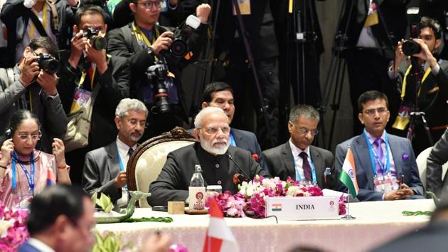 The annual ASEAN summit, a grouping of 10 influential countries, is taking place amid China’s aggressive behaviour in the disputed South China Sea as well as in the Indo-Pacific region. (Photo: @MEAIndia/Twitter) The annual ASEAN summit, a grouping of 10 influential countries, is taking place amid China’s aggressive behaviour in the disputed South China Sea as well as in the Indo-Pacific region. (Photo: @MEAIndia/Twitter)