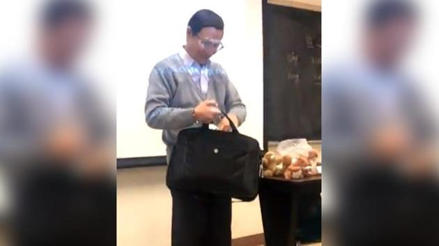 Till now, the video of the university professor with soft toys has gained over 7 million views. (Twitter/@lilmcnugs) Till now, the video of the university professor with soft toys has gained over 7 million views. (Twitter/@lilmcnugs)