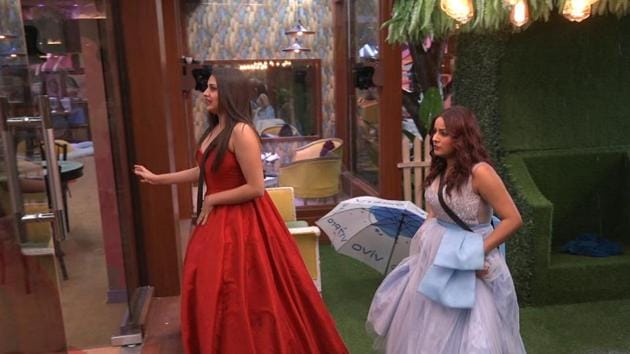 Himanshi Khurana and Shehnaaz Gill inside the Bigg Boss house. Himanshi Khurana and Shehnaaz Gill inside the Bigg Boss house.