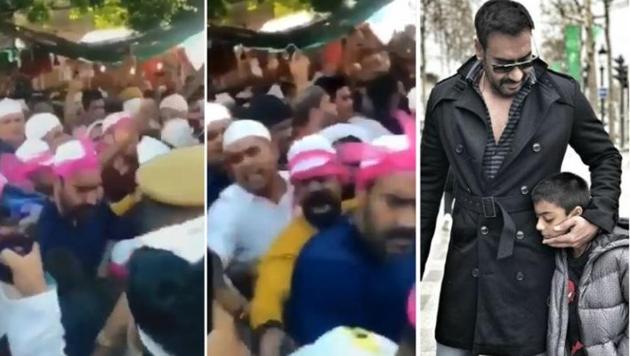 Ajay Devgn and his young son Yug visited Ajmer Sharif Dargah on Monday. (Instagram) Ajay Devgn and his young son Yug visited Ajmer Sharif Dargah on Monday. (Instagram)