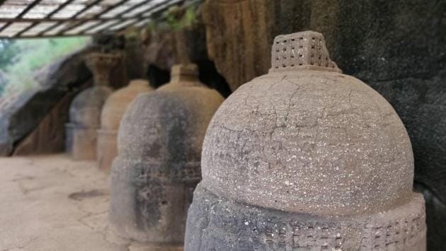 Stupas, found in these caves, are basically relics of resident monks.  (Deepinder Singh Kapany) 