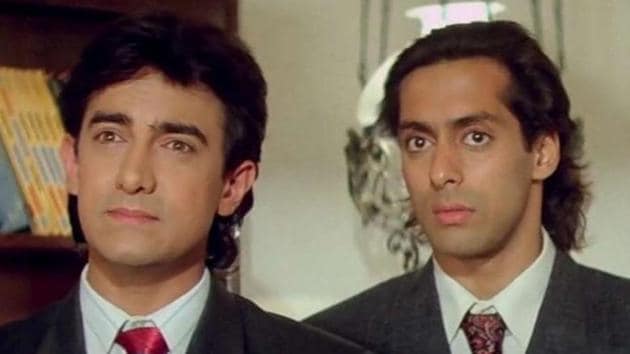 Aamir Khan and Salman Khan in a still from Andaz Apna Apna.