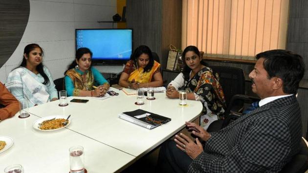 Speaking at a panel discussion organised by Hindustan Times, the basic education director said instead of teaching happiness from books, the officials will look to integrate happiness through activity-based learning. (HT Photo) Speaking at a panel discussion organised by Hindustan Times, the basic education director said instead of teaching happiness from books, the officials will look to integrate happiness through activity-based learning. (HT Photo)