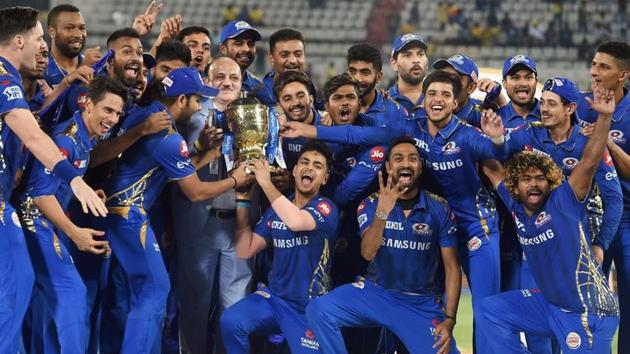 Mumbai Indians players celebrate after winning IPL title. (PTI) Mumbai Indians players celebrate after winning IPL title. (PTI)