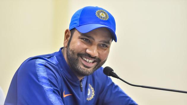 Indian cricket team captain Rohit Sharma during a press conference. (PTI) Indian cricket team captain Rohit Sharma during a press conference. (PTI)