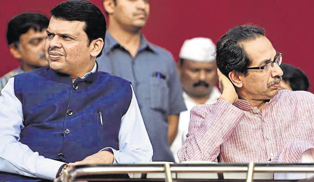 Maharashtra chief minister Devendra Fadnavis and Uddhav Thackeray at a function in Mumbai on April 30, 2016. (HT file photo) Maharashtra chief minister Devendra Fadnavis and Uddhav Thackeray at a function in Mumbai on April 30, 2016. (HT file photo)
