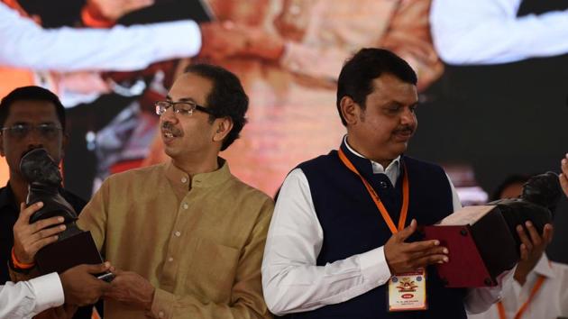 Uddhav Thackeray saw an opportunity for a hard bargain as the October 24 results showed that the BJP alone could not reach the magic figure of 145 needed for a simple majority in the Assembly.(HT Photo)