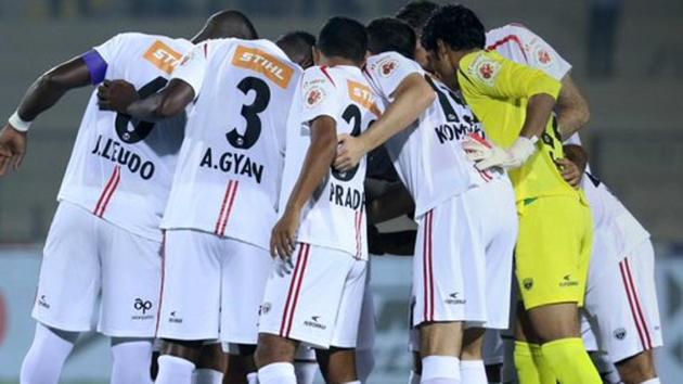 NorthEast United FC defeated Hyderabad FC in ISL.(Twitter)