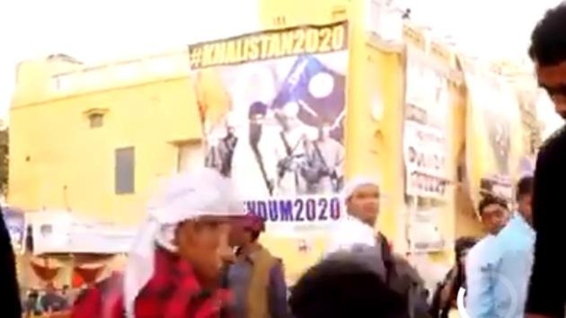 Khalistani separatist leaders Jarnail Singh Bhindranwale, Maj Gen Shabeg Singh and Amrik Singh Khalsa can be seen in the background in the official song on Kartarpur Corridor opening released by Pakistan.(Screegrab from video)