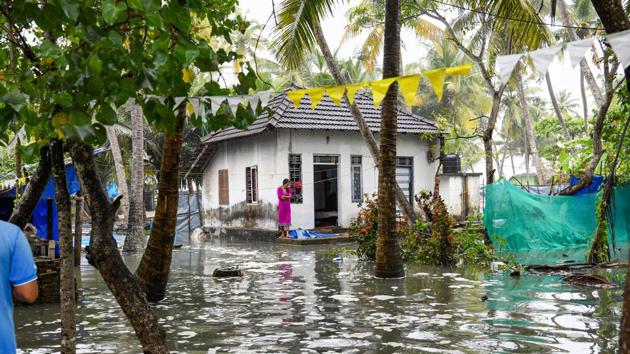 A view of a flooded area in Kochi, October 31, 2019. A study by Climate Central, a US-based climate think tank, said that if spiralling emissions are not brought under control, parts of Mumbai, Surat, Chennai, and Kolkata, will be either underwater or ravaged by recurring floods by 2050.(PTI) A view of a flooded area in Kochi, October 31, 2019. A study by Climate Central, a US-based climate think tank, said that if spiralling emissions are not brought under control, parts of Mumbai, Surat, Chennai, and Kolkata, will be either underwater or ravaged by recurring floods by 2050.(PTI)