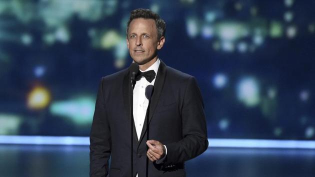 Seth Meyers speaks at the 71st Primetime Emmy Awards. (Chris Pizzello/Invision/AP) Seth Meyers speaks at the 71st Primetime Emmy Awards. (Chris Pizzello/Invision/AP)
