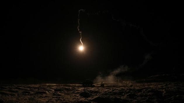 A lit flare streaks through the sky during a night exercise conducted by the Norwegian Army during Reindeer 2. Russia denies responsibility for the rise in tensions. It blames the recent basing of U.S. Marines in Norway, which it sees as a security challenge. But Norway’s worries grew after Russia annexed Crimea from Ukraine and then staged Arctic military exercises including maritime manoeuvres with ballistic missile-capable vessels present. (Stoyan Nenov / REUTERS) A lit flare streaks through the sky during a night exercise conducted by the Norwegian Army during Reindeer 2. Russia denies responsibility for the rise in tensions. It blames the recent basing of U.S. Marines in Norway, which it sees as a security challenge. But Norway’s worries grew after Russia annexed Crimea from Ukraine and then staged Arctic military exercises including maritime manoeuvres with ballistic missile-capable vessels present. (Stoyan Nenov / REUTERS)