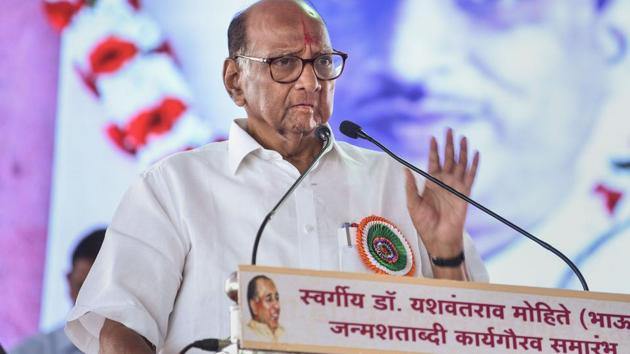 NCP chief Sharad Pawar canceled his three-day tour of rain-affected areas of Maharashtra and is expected to meet party leaders in Mumbai on November 8, 2019.(PTI)