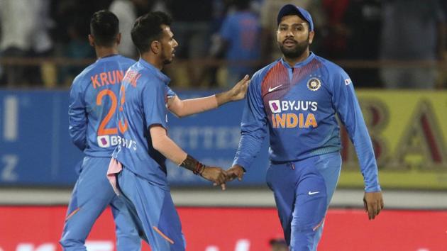 Rohit Sharma (R) during the second T20I encounter between India and Bangladesh.(AP)