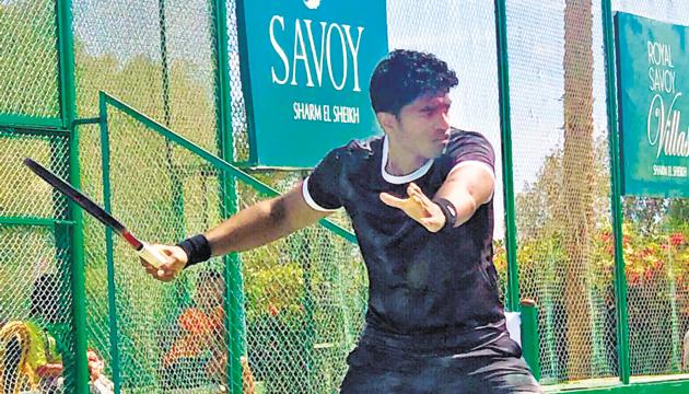 21-year-old Aryan Goveas in action at Deccan Gymkhana, Pune. (HT/PHOTO) 21-year-old Aryan Goveas in action at Deccan Gymkhana, Pune. (HT/PHOTO)