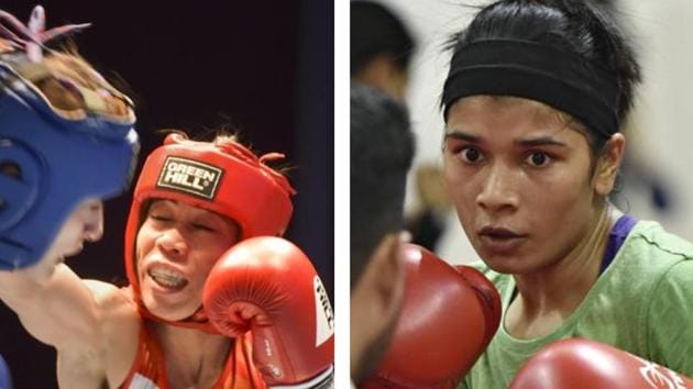 Nikhat Zareen and Mary Kom in action. (File/HT Collage) Nikhat Zareen and Mary Kom in action. (File/HT Collage)