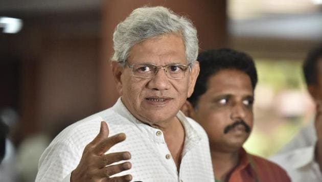Secretary General of CPI(M) Sitaram Yechury speaks to the media after attending the all-party meeting to explore the possibility of simultaneous elections for Lok Sabha, State Assemblies and local bodies, at Parliament House Library.(Sonu Mehta/HT PHOTO) Secretary General of CPI(M) Sitaram Yechury speaks to the media after attending the all-party meeting to explore the possibility of simultaneous elections for Lok Sabha, State Assemblies and local bodies, at Parliament House Library.(Sonu Mehta/HT PHOTO)