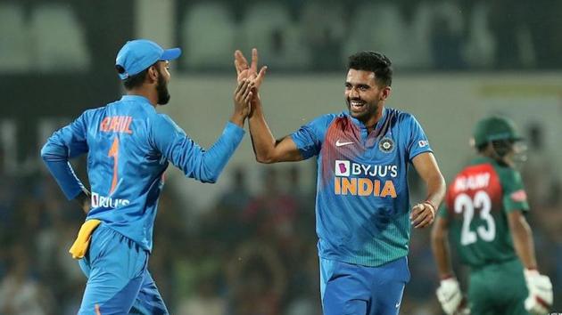 Deepak Chahar celebrates after taking a wicket. (BCCI/Twitter) Deepak Chahar celebrates after taking a wicket. (BCCI/Twitter)