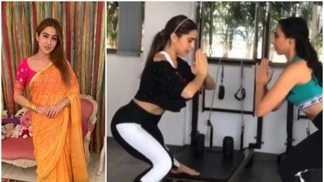 Sara Ali Khan posted a video showing her doing an exercise routine. Sara Ali Khan posted a video showing her doing an exercise routine.
