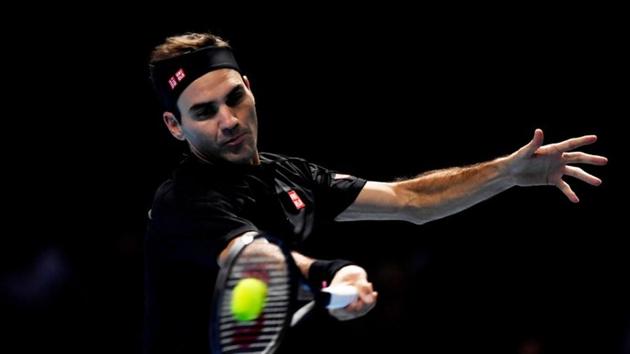 Switzerland's Roger Federer in action during his group stage match.(Reuters)