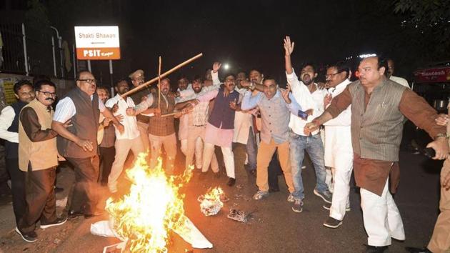 People protest against the alleged UPPCL irregularities in Lucknow on November 4. (PTI File Photo) People protest against the alleged UPPCL irregularities in Lucknow on November 4. (PTI File Photo)