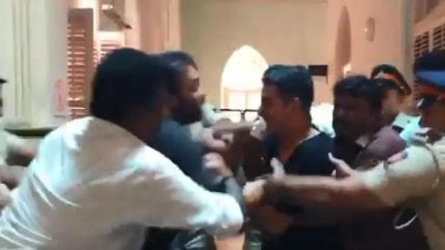 Akshay Kumar and Rohit Shetty in a screengrab from the video.