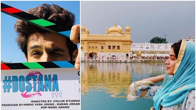 Dostana 2 stars Kartik Aaryan, Janhvi Kapoor and newcomer Lakshya in lead roles.(Instagram)