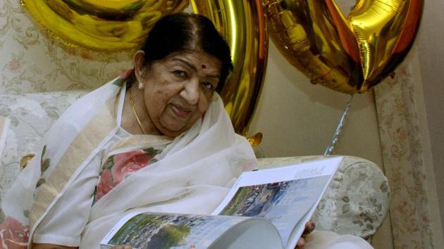 Bharat Ratna Lata Mangeshkar during a book release function at her residence. in Mumbai, Sunday, Sep 29, 2019. (PTI)