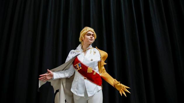 A participant wearing a cosplay costume attends the 6th Hero Festival in Marseille. (REUTERS)