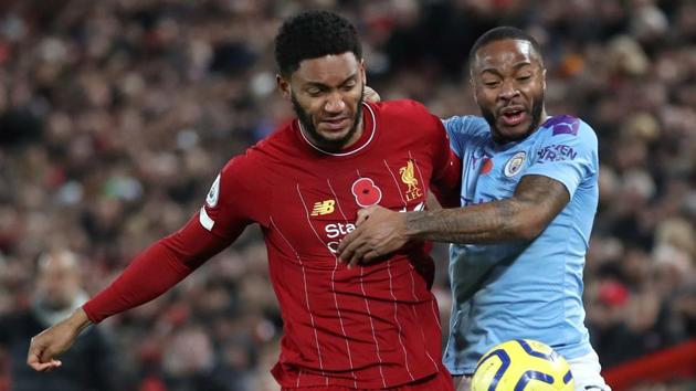 Liverpool's Joe Gomez in action with Manchester City's Raheem Sterling.(Action Images via Reuters)