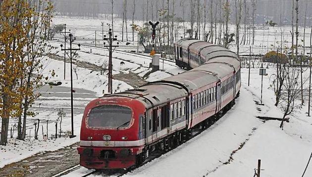 A train chugged between Baramulla and Srinagar on the morning of November 12, 2019. The train made only two trips on the stretch as the authorities have directed Railways to ply trains between 10am and 3pm only due to security reasons. (Waseem Andrabi / HT Photo) A train chugged between Baramulla and Srinagar on the morning of November 12, 2019. The train made only two trips on the stretch as the authorities have directed Railways to ply trains between 10am and 3pm only due to security reasons. (Waseem Andrabi / HT Photo)