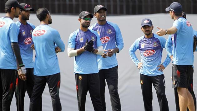 Bangladesh players during a practice session.(ANI)