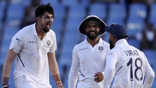 File image of Ishant Sharma celebrating the fall of a wicket with Virat Kohli.(AP) File image of Ishant Sharma celebrating the fall of a wicket with Virat Kohli.(AP)