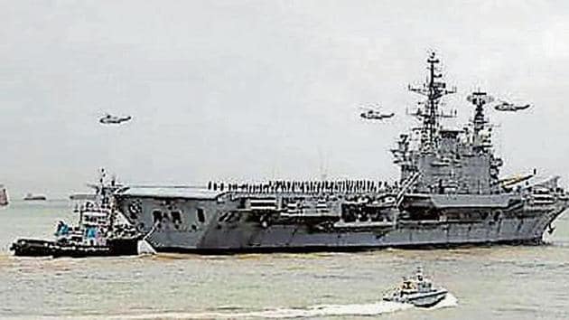 INS Viraat was towed to Mumbai from Kochi in October.(HT File)