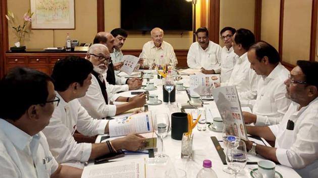 Senior leaders of NCP and Congress during a meeting to discuss the Common Minimum Program in Mumbai on Wednesday, November 13, 2019. (ANI) Senior leaders of NCP and Congress during a meeting to discuss the Common Minimum Program in Mumbai on Wednesday, November 13, 2019. (ANI)