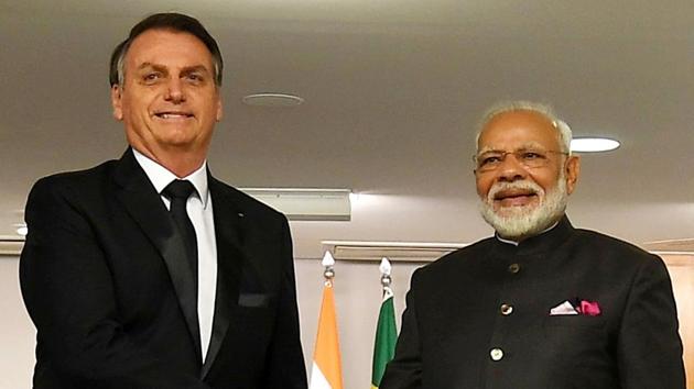 Bolsonaro expressed his readiness to cooperate in these areas and told Modi that a large business delegation will accompany him to India. (ANI photo) Bolsonaro expressed his readiness to cooperate in these areas and told Modi that a large business delegation will accompany him to India. (ANI photo)