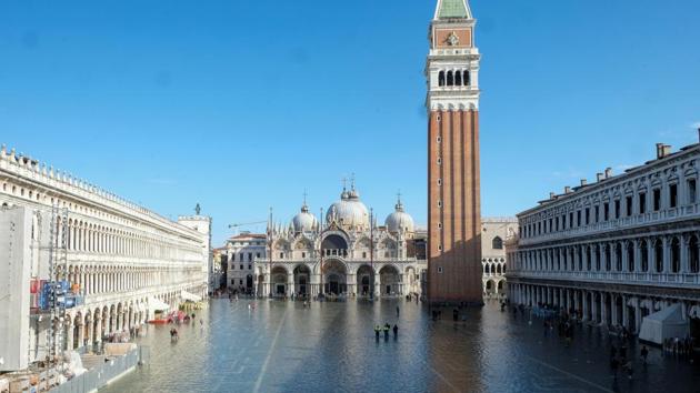 A view of the flooded St. Mark's Square during a period of seasonal high water in Venice. Several museums remained closed to the public on Thursday. (Reuters Photo) A view of the flooded St. Mark's Square during a period of seasonal high water in Venice. Several museums remained closed to the public on Thursday. (Reuters Photo)