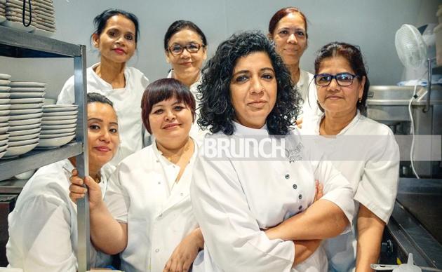 (Clockwise from far left) Rashmi Raut from Mumbai, Uma Gurung from Kathmandu, Shanta Awale from Bijapur, Kalpana Kunder from Mumbai, Asma Khan from Kolkata/Aligarh, Asha Pradhan from Darjeeling and Anita Gurung from Kathmandu(Rohit Chawla)