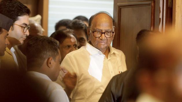 NCP chief Sharad Pawar arrives to address a joint press conference at YB Chavan center in Mumbai.(File photo: ANI)