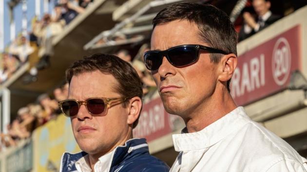 Ford v Ferrari movie review: This image released by 20th Century fox shows Christian Bale, right, and Matt Damon in a scene from James Mangold’s new film. (Merrick Morton/20th Century Fox via AP)(AP)