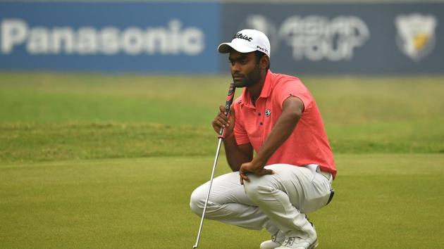 GURGAON-INDIA- Arjun Prasad of India pictured on Thursday November 14, 2019 during round one of the USD$ 400.000 Panasonic Open India at the Classic Golf and Country Club, Gurgaon, India.(Paul Lakatos/Asian Tour.)